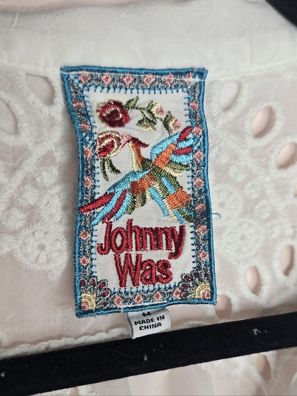 Johnny Was Eyelet Button-Up Top Boho Chic - Picture 3 of 3